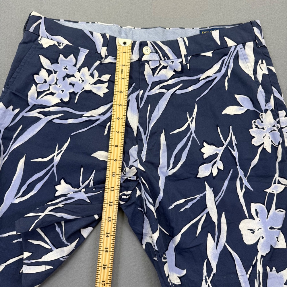 Polo Golf Ralph Lauren Mens 35 Floral Navy Blue Classic Fit Chino Shorts Stretch - Picture 6 of 12